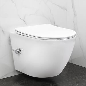 Rea Carlo Lux, vas de toaletă suspendat cu funcție de bideu + capac WC, alb lucios, REA-C9701