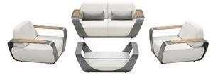 Set mobilier gradina de lux Higold Onda Designed by Pininfarina Italy, 2 fotolii, canapea 2 locuri, masuta de cafea, alb