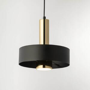 SIGMA Lampă suspendată Rif Lux, negru/auriu, Ø 25 cm, oțel, reglabil, Negru, Camera de zi / sufragerie, Metal, Modern
