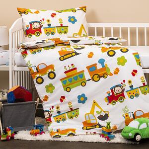 Lenjerie de pat pentru copii Mașinuțe, din bumbac, 90 x 140 cm, 45 x 65 cm