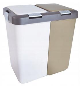 Coș de gunoi alb/bej de reciclat 2x20 l din plastic Duo Dust – Orion