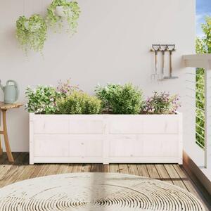 Jardinieră de grădină, alb, 150x50x50 cm, lemn masiv de pin