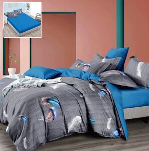 Lenjerie de pat din BUMBAC FINET, pentru pat DUBLU, cearsaf cu ELASTIC (cod CF-6)