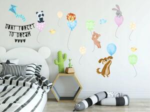 Autocolant de perete vesel pentru copii Animale Pe Baloane 80 x 160 cm