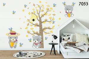 Autocolant de perete pentru copii mari Urși cu miere 100 x 200 cm