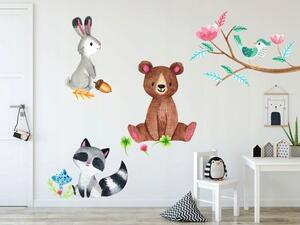 Autocolant de perete colorat cu animale din pădure 60 x 120 cm