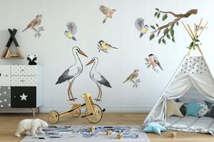 Autocolant de perete de calitate pentru camera copiilor sau creșă Păsări 60 x 120 cm