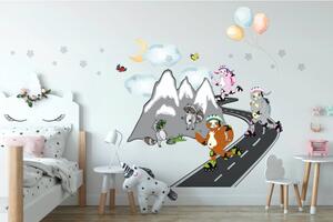 Autocolant de perete vesel pentru copii Skaters In The Mountains 60 x 120 cm