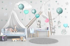 Autocolant drăguț de perete pentru copii Cheerful Night Sky 80 x 160 cm