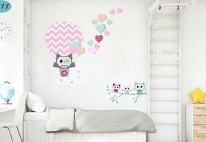 Autocolant decorativ de perete în culori pastelate Owl In Love 80 x 160 cm