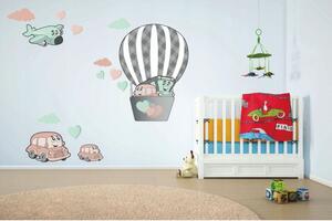 Autocolant decorativ de perete pentru copii în culori pastelate Flying Cars 100 x 200 cm