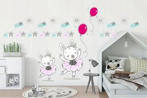 Autocolant de perete pentru fetiță Iepurașul Balerină 100 x 200 cm
