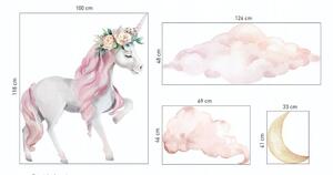 Autocolant de perete de basm XXL cu unicorn pentru fetiță