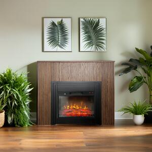 Semineu electric 3D cu riflaje ElectricSun LAMELIA stejar inchis, cu sunet, 3 culori, Wi-Fi cu APP internet, L120xH102cm