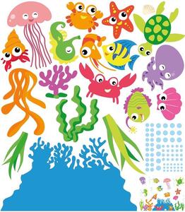 Autocolante colorate cu imprimeu subacvatic, 100 cm x 75 cm