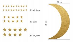Autocolante de perete aurii cu lună şi stele 39 buc