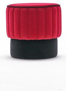 Taburet Rose, rosu/negru, stofa catifelata, 40x40x40 cm