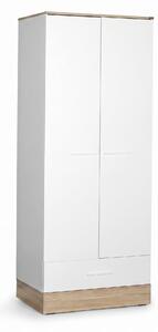 Dulap Haine Adore Base, 2 usi cu sertar si umeras, Alb, 80x198x52 cm