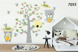Autocolant de perete de calitate, pentru copii, Urși și Albine 80 x 160 cm