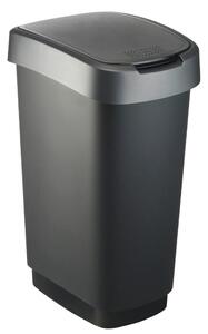 Coș de gunoi negru/argintiu din plastic 50 l Twist – Rotho