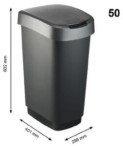 Coș de gunoi negru/argintiu din plastic 50 l Twist – Rotho