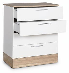 Comoda Adore Base, 4 sertare, Crem / Alb, 72x88x40 cm