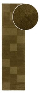Covor tip traversă kaki țesut manual din lână 60x230 cm Checkerboard – Flair Rugs
