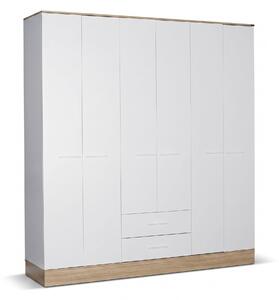 Dulap Haine Adore Base, 6 usi, 2 sertare, Alb, 206x224x52 cm