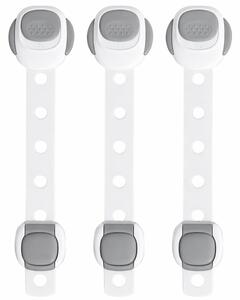 Set 3 blocatoare de siguranta copii pentru usi, sertare, frigider, cuptor - model universal, ajustabil pe lungime, cu dubla blocare