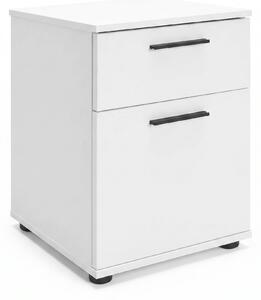 Noptiera Adore White, 2 sertare, Usa reversibila, Alb, 40x57x41 cm