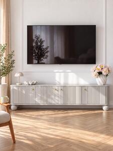 Dulap TV Vesper 4D 187 cm - cașmir / mânere aurii / picioare rotunde