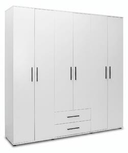Dulap Haine Adore White, 6 usi, 2 sertare, Alb, 206x213x52 cm