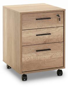 Corp Mobil Adore New York Rollbox Office, 3 Sertare, sertar cu cheie, Natur, 45x63x51 cm