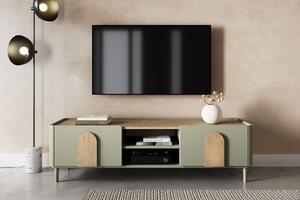 Comodă TV Amilio 170 cm cu sertar - eucalipt / stejar baltic dune / mânere stejar natural