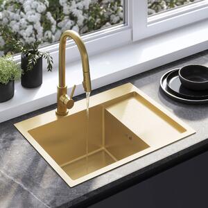 Rea Fin, chiuvetă din oțel cu 1 compartiment 620x480x185 mm, auriu mat, ZLE-06013