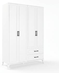 Dulap Haine Adore Country, 4 usi cu 2 sertare, Alb, 137x199x51 cm