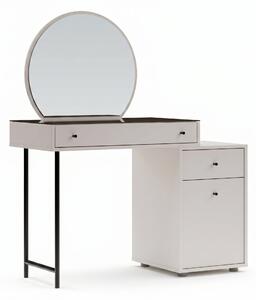 Masa de machiaj Adore Dior, 3 sertare cu oglinda, Crem, 108x130x47 cm