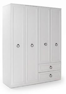 Dulap Haine Adore Hampton, 4 usi si 2 sertare, Alb, 140x185x52 cm
