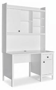 Birou Adore Rustic cu biblioteca, Alb, 120x193x60 cm