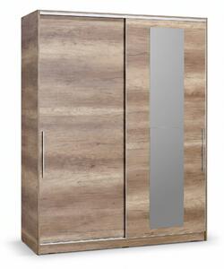 Dulap Haine Adore Elit XL, 2 usi glisante cu oglinda si 3 umarase, Lemn, Natural - Sonoma, 160x207x60 cm