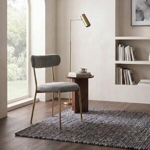 Scaun Bucătărie Lana Gri, tapițat cu stofă boucle, picioare metalice gold, 83×53×43 cm