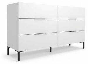 Comoda Adore Oryana, 3 sertare, Alb - Nuc, 140x81x44 cm