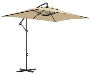 Outsunny Umbrelă Suspendată cu Orificii de Ventilaţie, Bază în Cruce şi Manivelă, 3x2 m, Bej | Aosom Romania