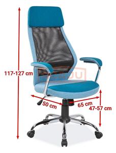 Scaune ergonomice cu suport lombar albastre Q-336, 65X50X117/127
