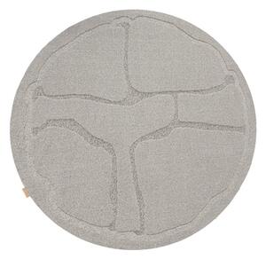 Covor gri rotund din lână ø 120 cm Morphic Organica – Agnella