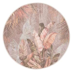 Covor roz deschis lavabil rotund ø 150 cm Dusty Leaves – Mila Home