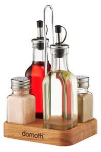 Set oliviera cu 4 recipiente patrate, suport lemn, 5 piese, Temis