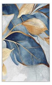 Covor albastru/auriu lavabil 80x150 cm Golden Leaves – Mila Home
