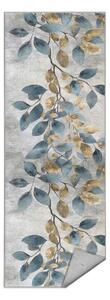 Covor tip traversă albastru deschis/auriu lavabil 80x200 cm Golden Leaves – Mila Home