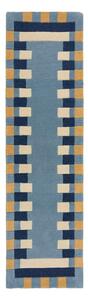 Covor tip traversă albastru țesut manual din lână 60x230 cm Kai Wool Border – Flair Rugs